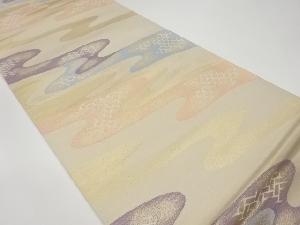 リサイクル　霞に古典柄模様織出し袋帯